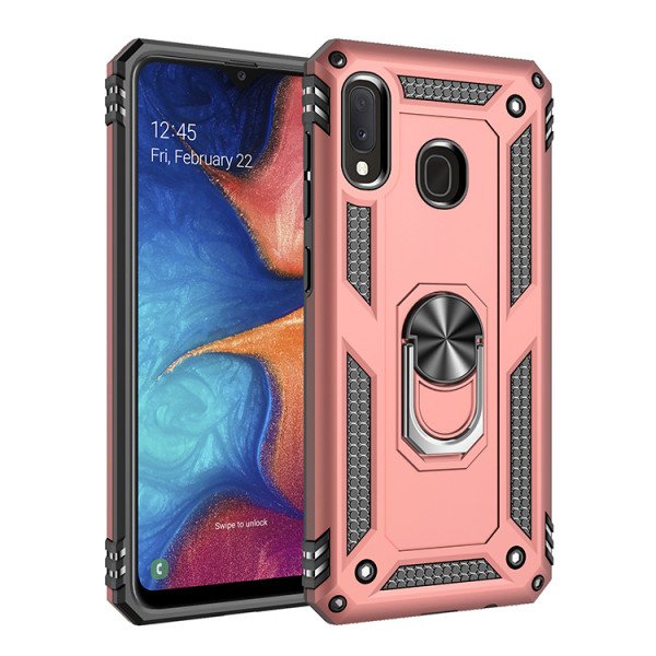 Wholesale Samsung Galaxy A20 / A30 Tech Armor Ring Grip Case with Metal Plate (Rose Gold)